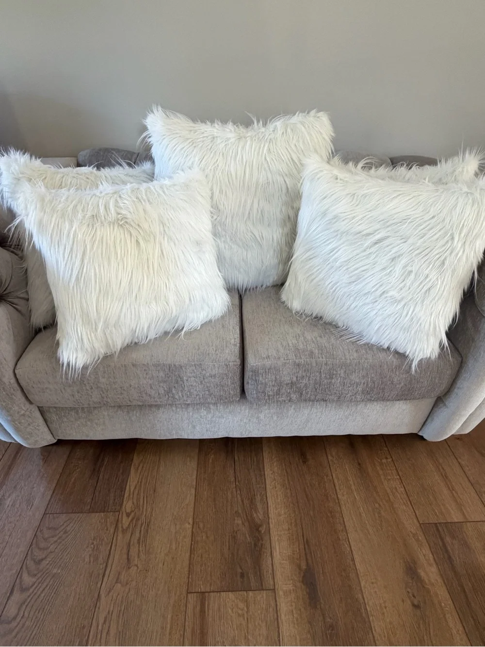White Faux Fur Throw Pillows - Set of 5